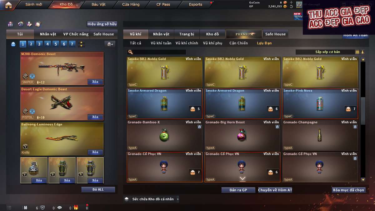 shop acc cf uy tin gia re